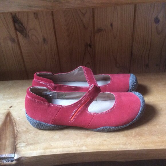 Keen Barcelona Red/Orange Leather Mary Jane Suede Slip On Sporty Flats Size 9.5 - Picture 1 of 8